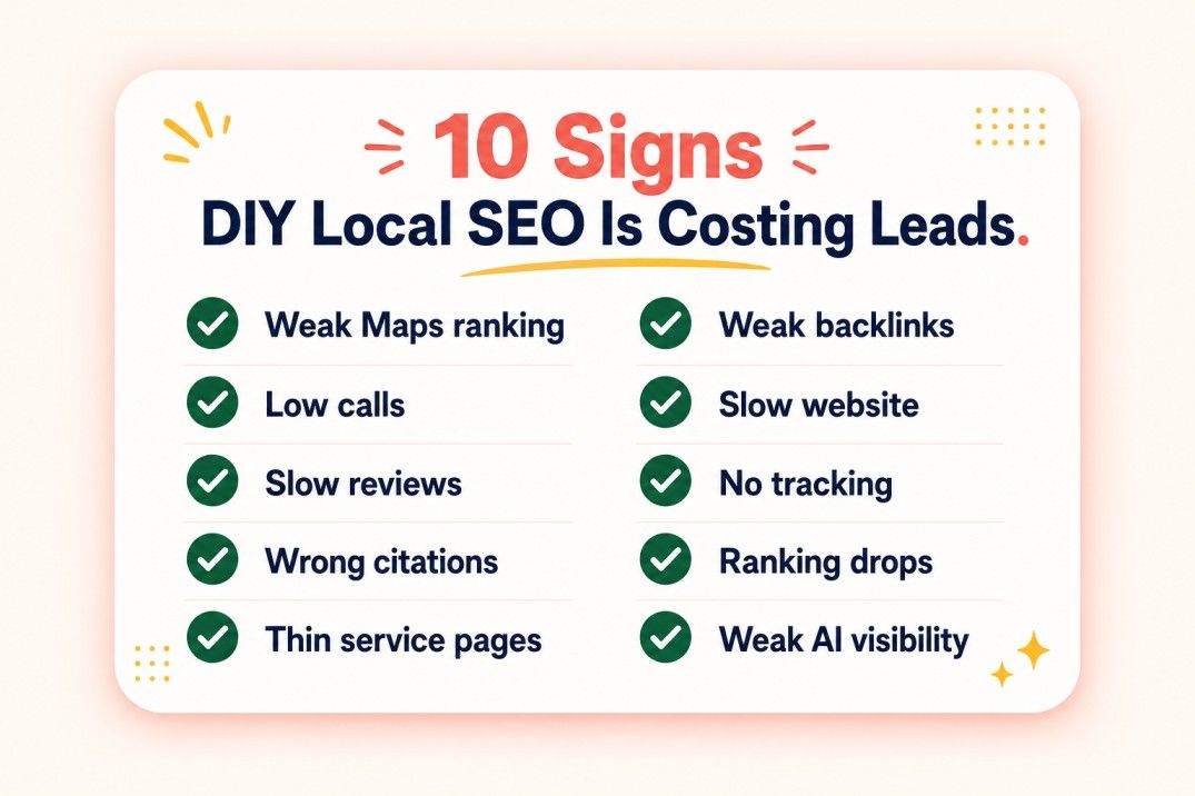 Checklist of ten signs a business has outgrown DIY local SEO.