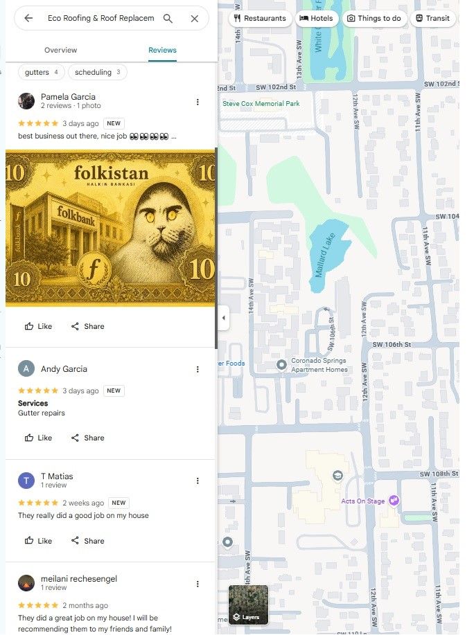 Google reviews for a roofing company showing a 4.7 star rating with detailed customer feedback