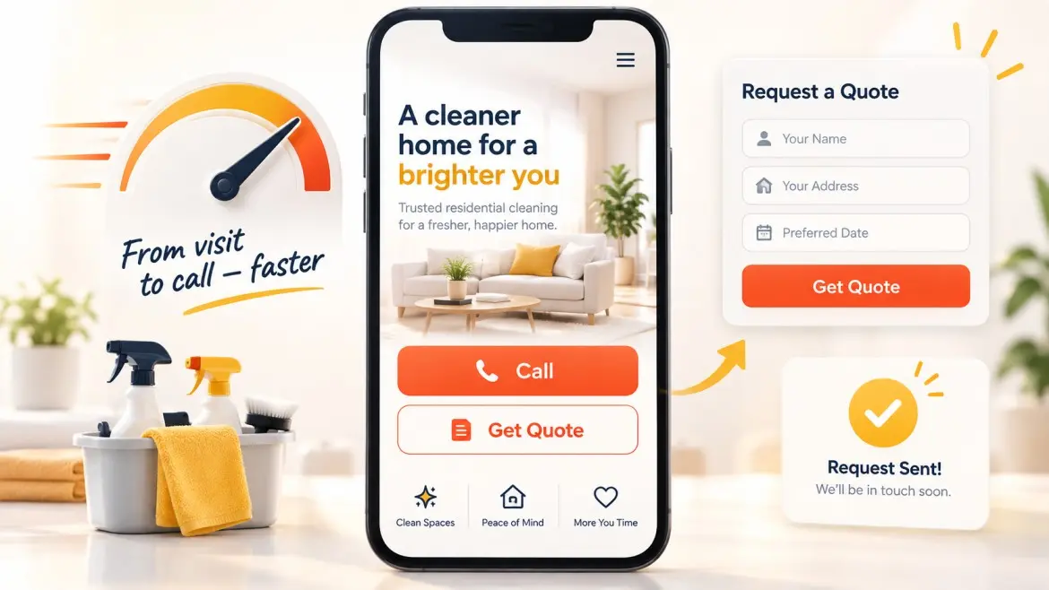 Fast mobile cleaning website with call and quote-request actions