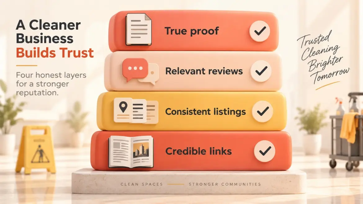 Layers for proof, reviews, citations, and local industry links