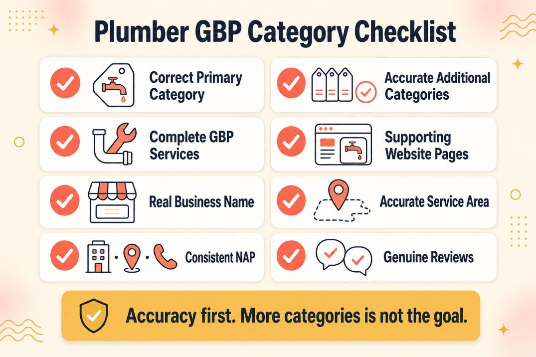 Google Business Profile category checklist for plumbers