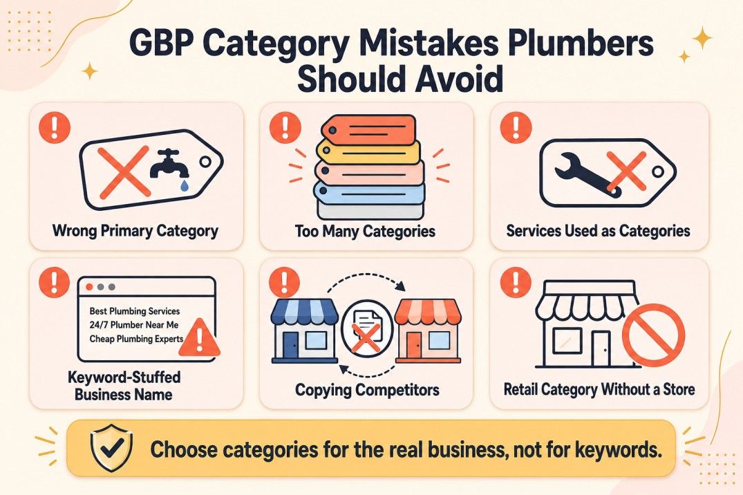 Google Business Profile category mistakes plumbers make