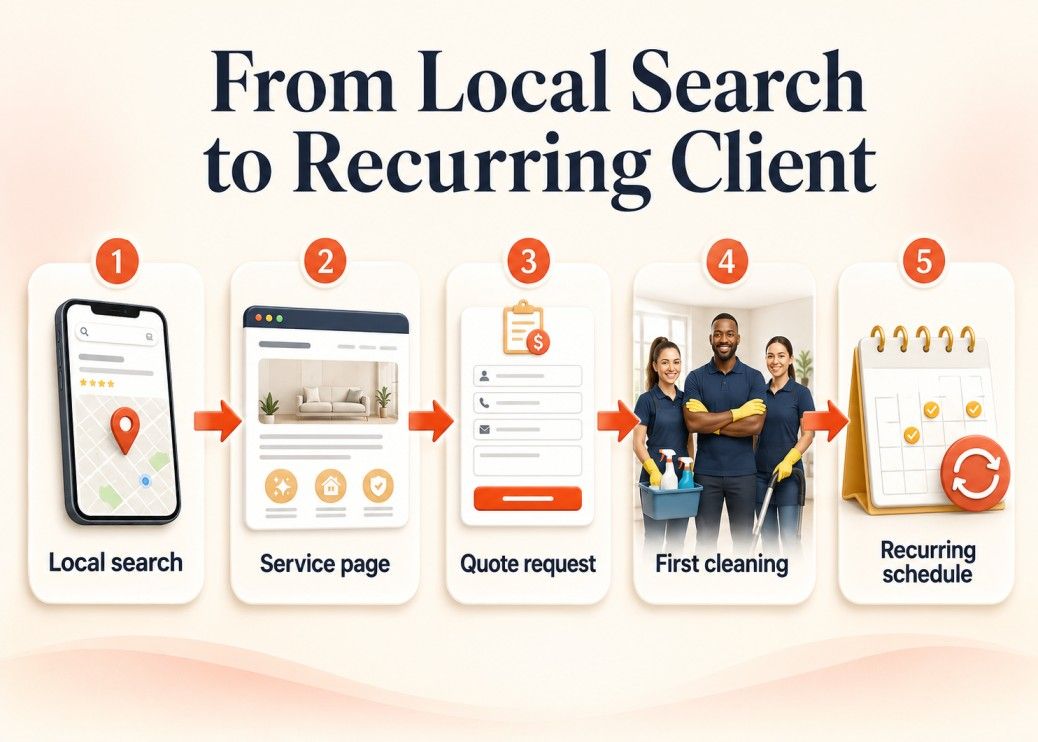 Local search to recurring cleaning client conversion path