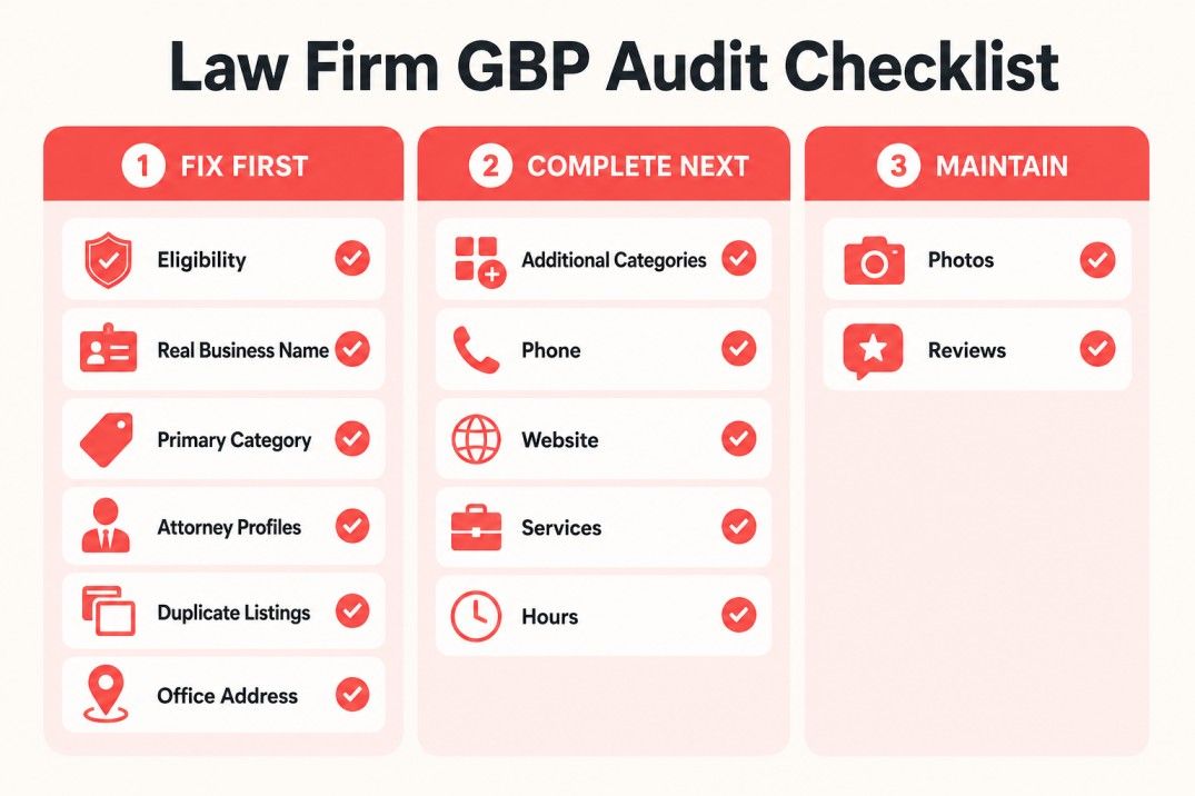 Google Business Profile audit checklist for law firms